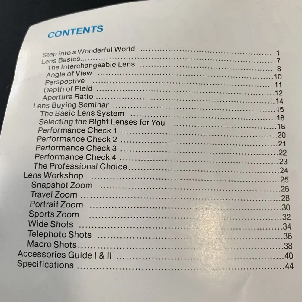 Vintage Canon Lens Wonderland FD Lens Guide Book Booklet list (EN) 7210030